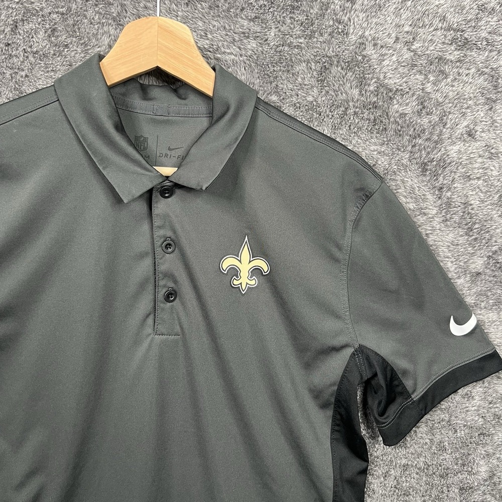 New Orleans Saints Nike Dri-Fit NFL Polo Shirt Men's Small Black Gray Activewear - Picture 2 of 11